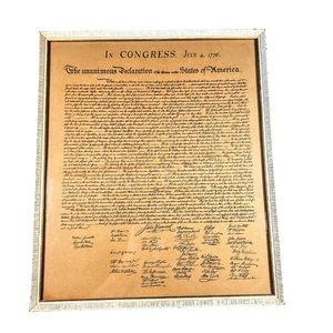 Framed Authentic Reproduction Of The Declaration Of Independence Size 17x14 in